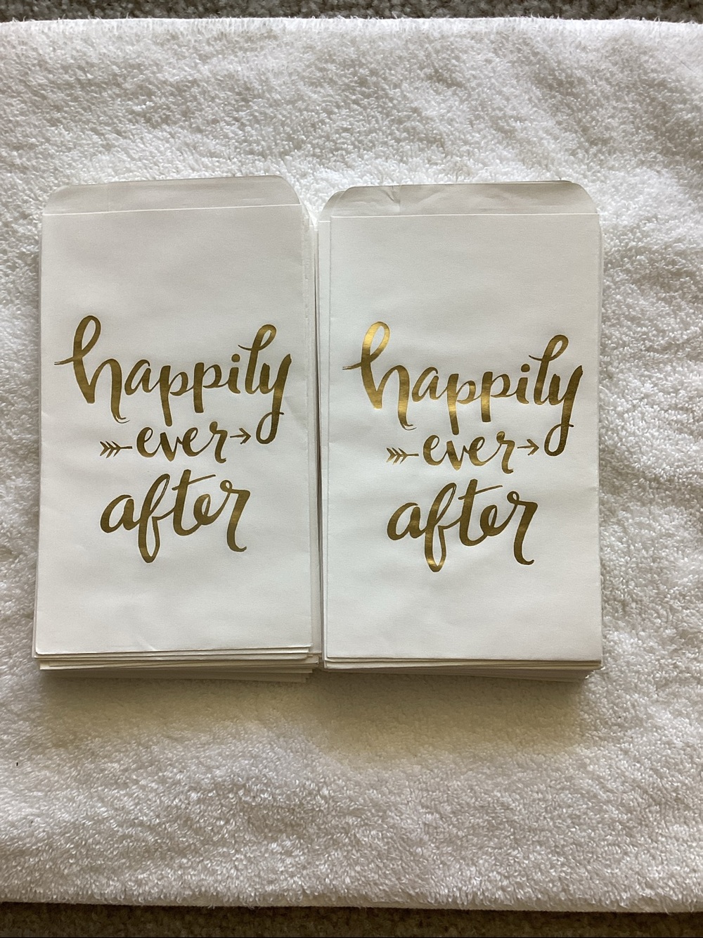 Happily Ever After Gold Foil Favor Bags - Party Supplies - 100 count.